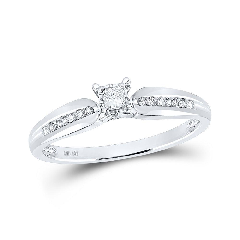 10K White Gold Womens Princess Diamond Solitaire Promise Ring 1/6 Cttw, Womens Size: 5-10