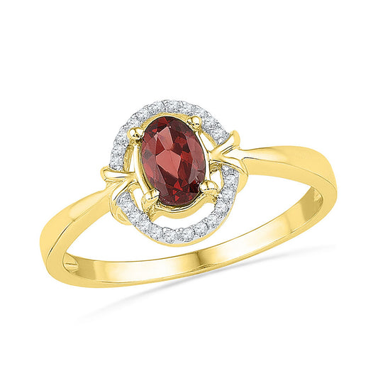 10K Yellow Gold Womens Oval Synthetic Garnet Solitaire Ring 5/8 Cttw, Womens Size: 5-10