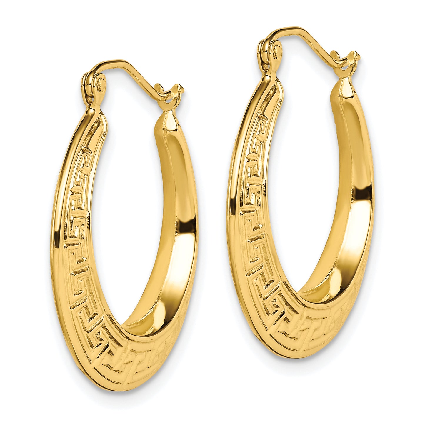 10K Yellow Gold Polished Hollow Greek Key Earrings