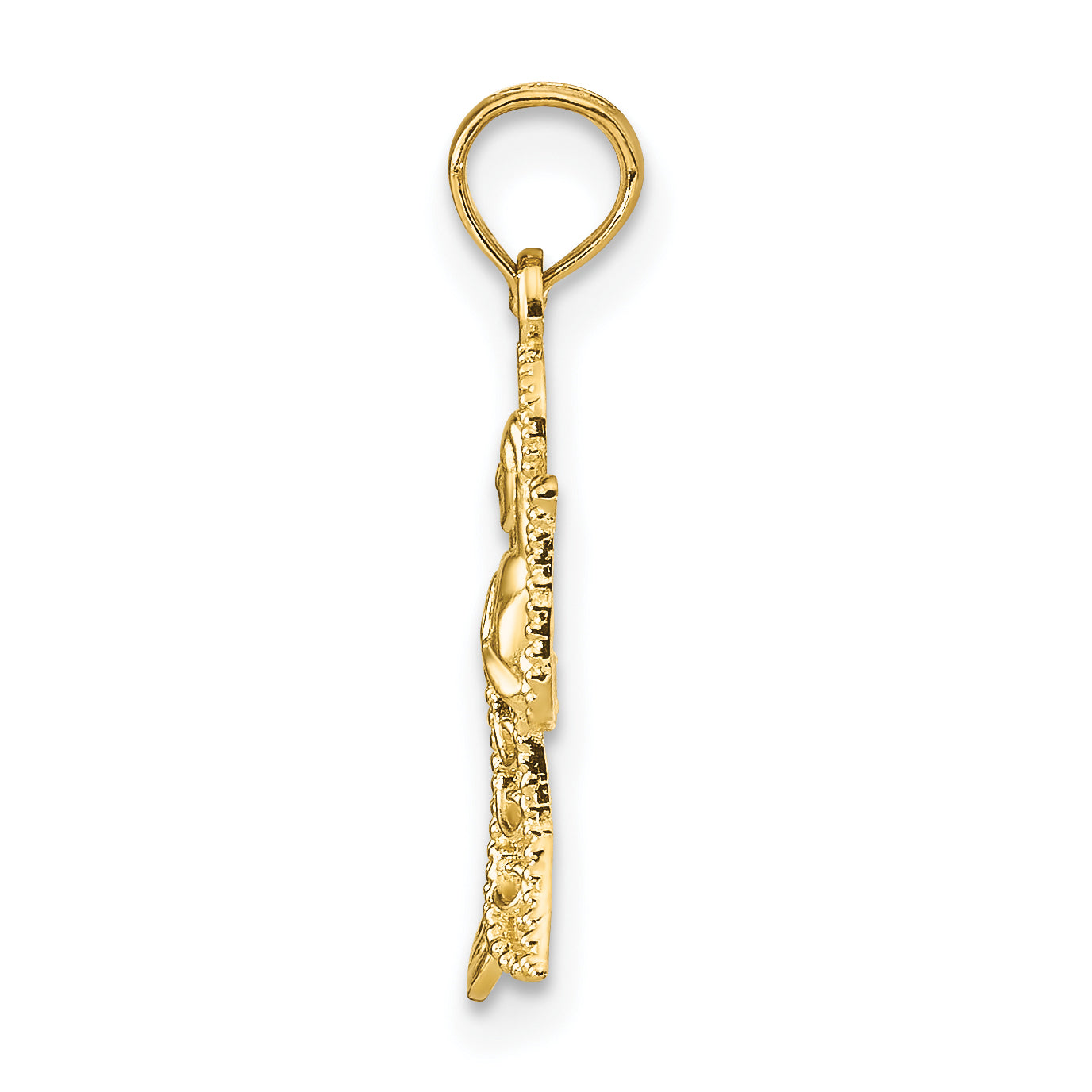 10K Yellow Gold Angel W/Filigree Cut-Out Wings Charm