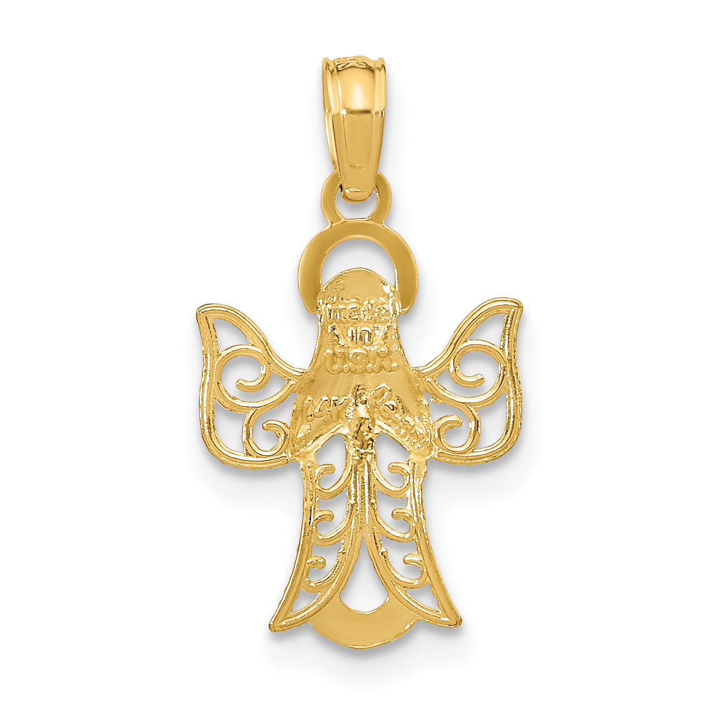 10K Yellow Gold Angel W/Filigree Cut-Out Wings Charm