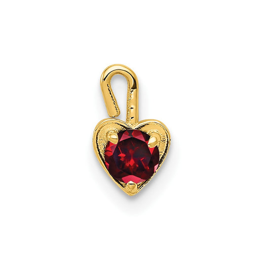 10K Yellow Gold January Synthetic Birthstone Heart Charm