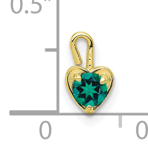 10K Yellow Gold May Green Crystal Birthstone Heart Charm