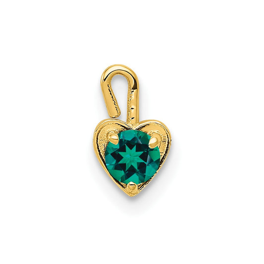 10K Yellow Gold May Green Crystal Birthstone Heart Charm