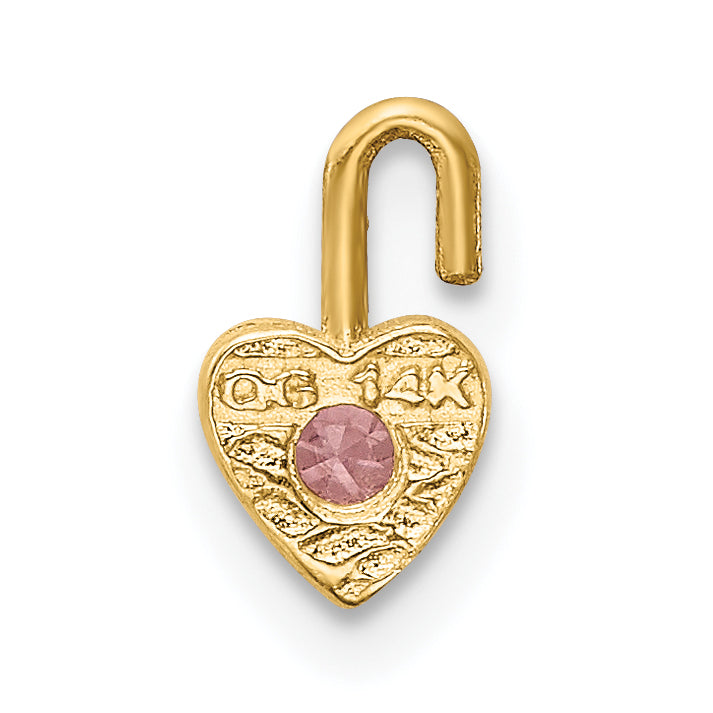 10K Yellow Gold October Synthetic Birthstone Heart Charm