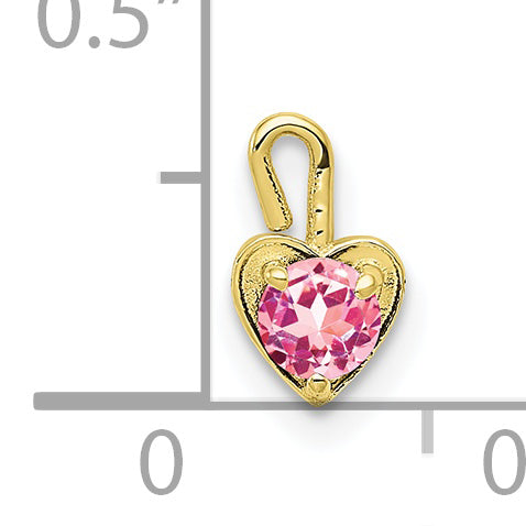 10K Yellow Gold October Synthetic Birthstone Heart Charm