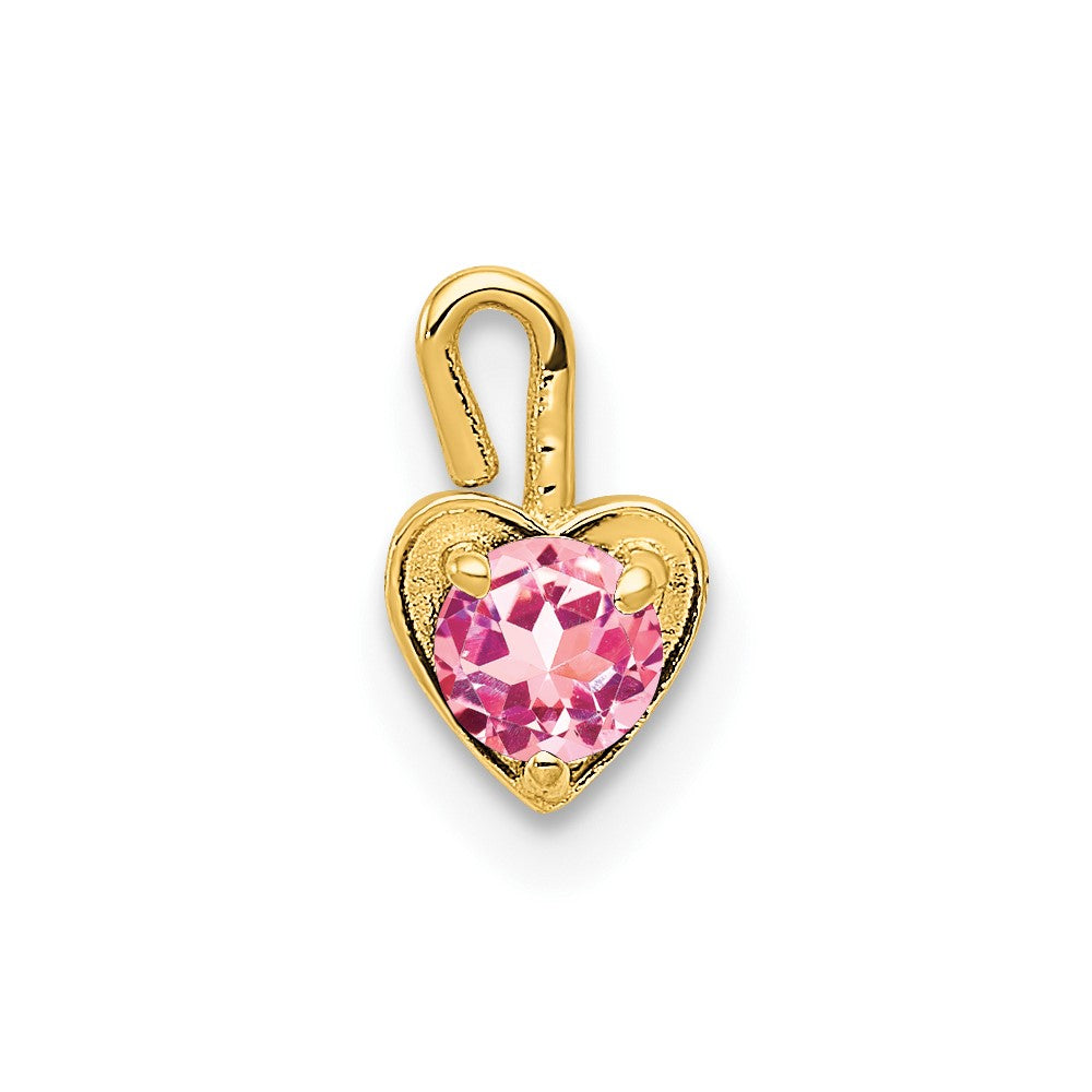 10K Yellow Gold October Synthetic Birthstone Heart Charm