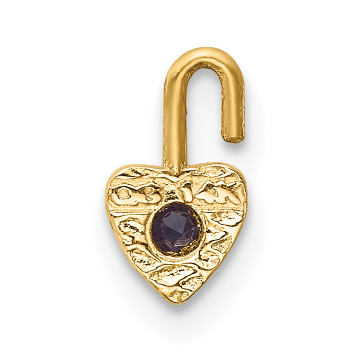 10K Yellow Gold June Synthetic Birthstone Heart Charm