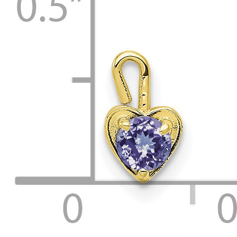 10K Yellow Gold June Synthetic Birthstone Heart Charm