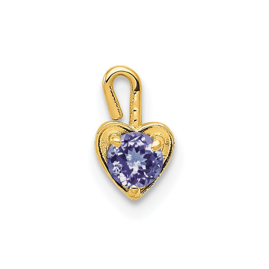 10K Yellow Gold June Synthetic Birthstone Heart Charm