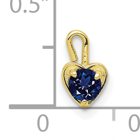 10K Yellow Gold September Synthetic Birthstone Heart Charm