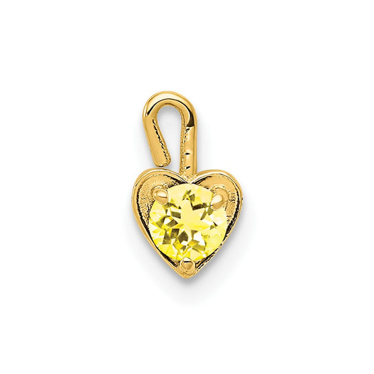 10K Yellow Gold November Synthetic Birthstone Heart Charm