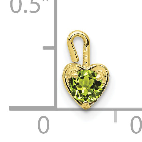 10K Yellow Gold August Synthetic Birthstone Heart Charm