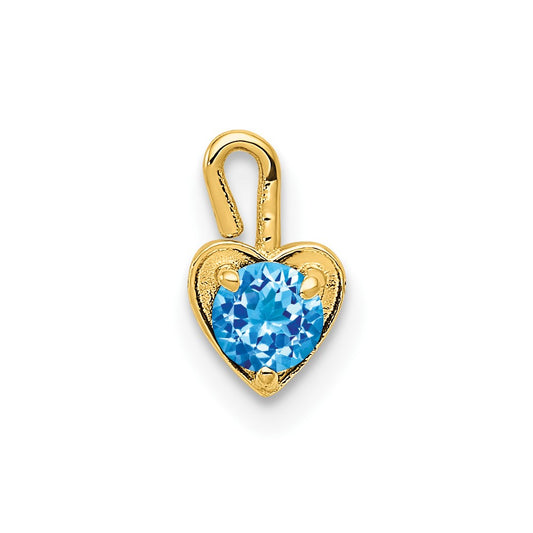 10K Yellow Gold December Synthetic Birthstone Heart Charm