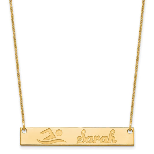 10K Yellow Gold Medium Customized Bar Necklace