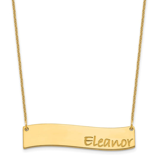 10K Yellow Gold Medium Polished Curved Bar Necklace