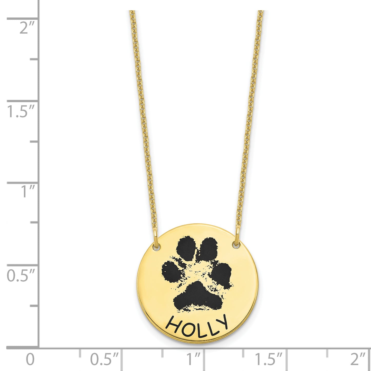 10K Yellow Gold Small Enameled Paw Print Necklace