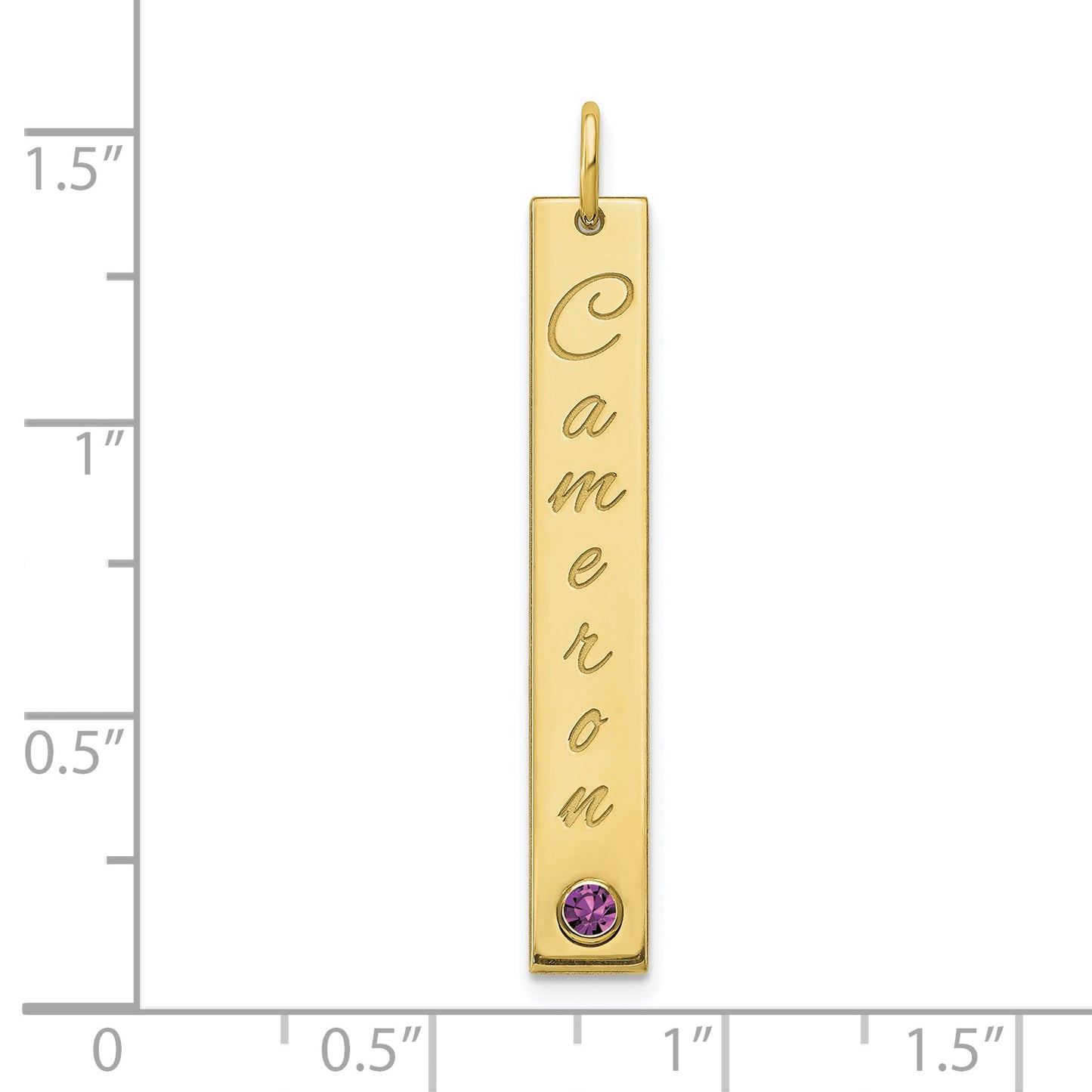 10K Yellow Gold Enameled w/14k Bezel Birthstone Vertical Bar Charm