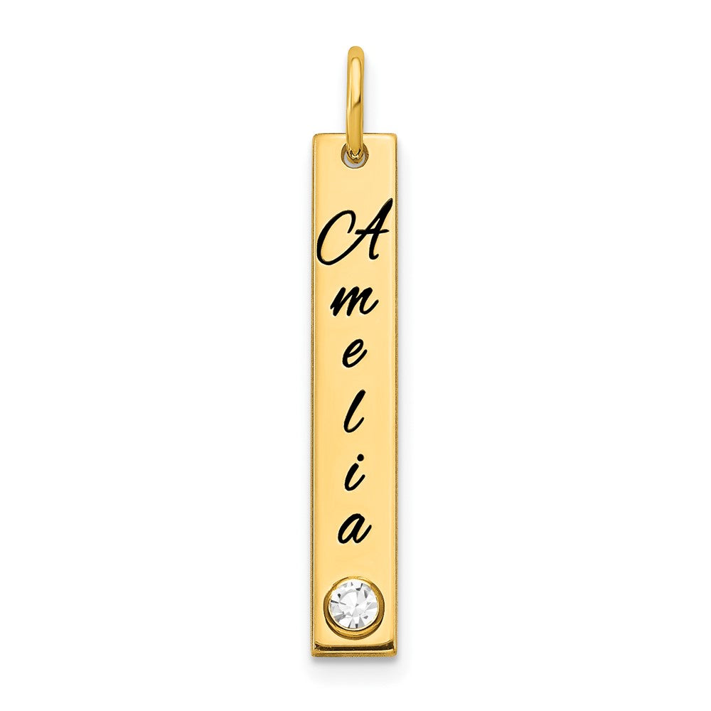 10K Yellow Gold Small Enameled w/14k Bezel Birthstone Vertical Bar Charm