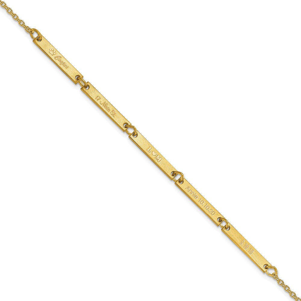 10K Yellow Gold Brushed 5 Station Bracelet