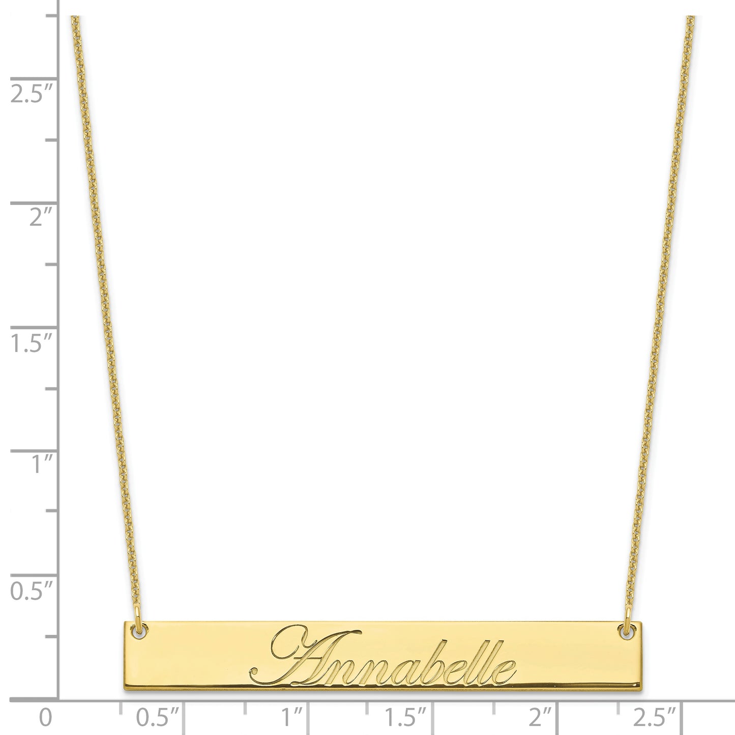 10K Yellow Gold Large Polished Edwardian Script Bar Necklace