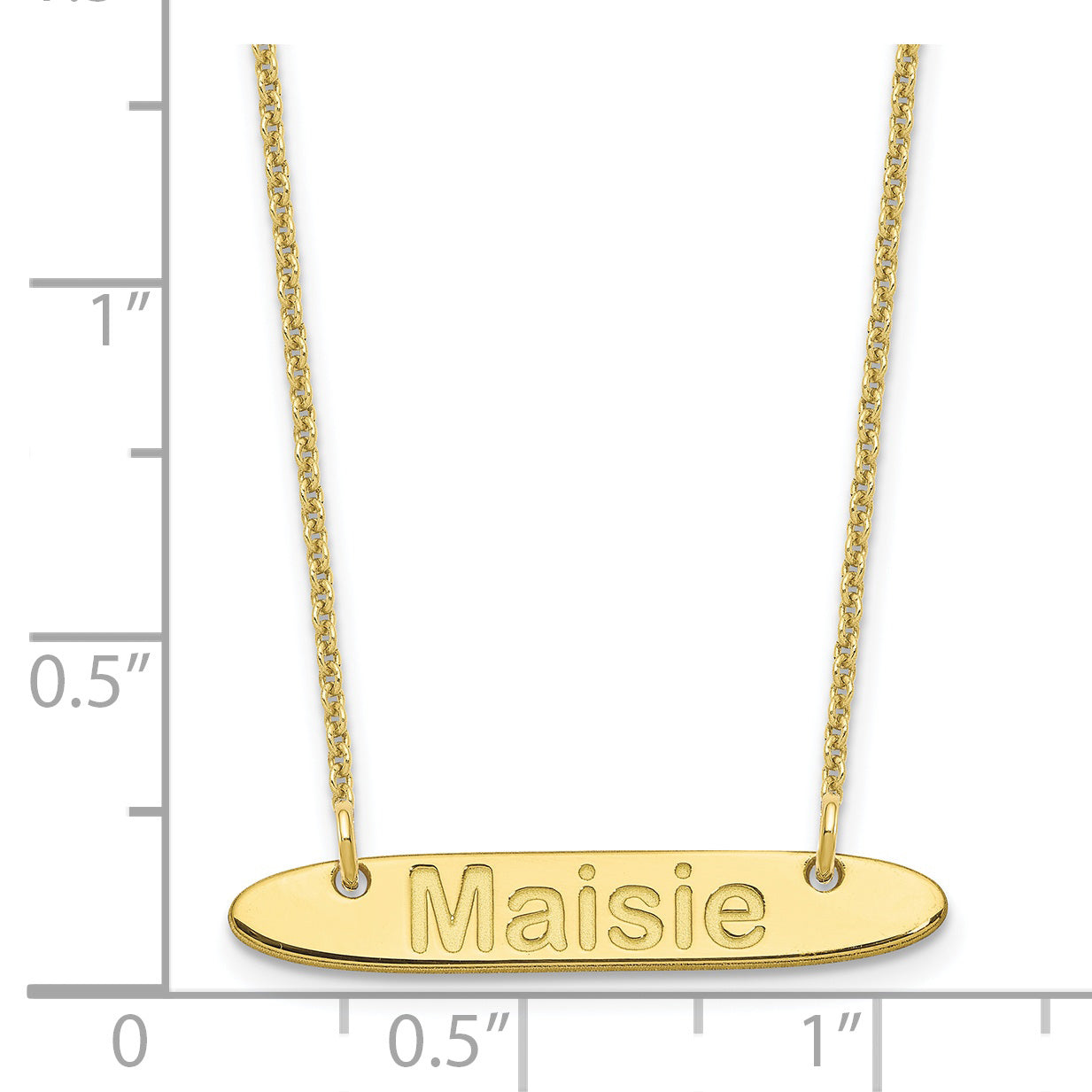 10K Yellow Gold Small Polished Oblong Arial Rounded Bar Necklace