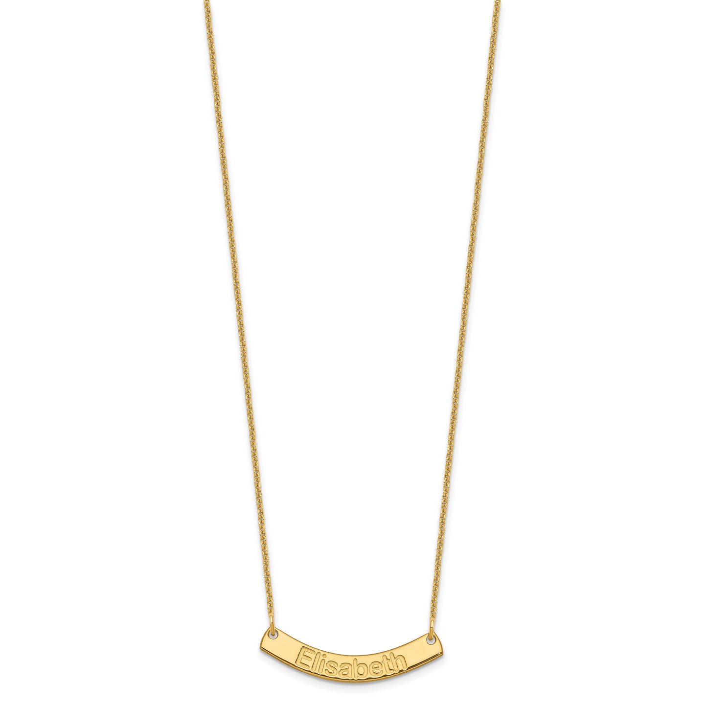 10K Yellow Gold Small Polished Curved Arial Rounded Bar Necklace