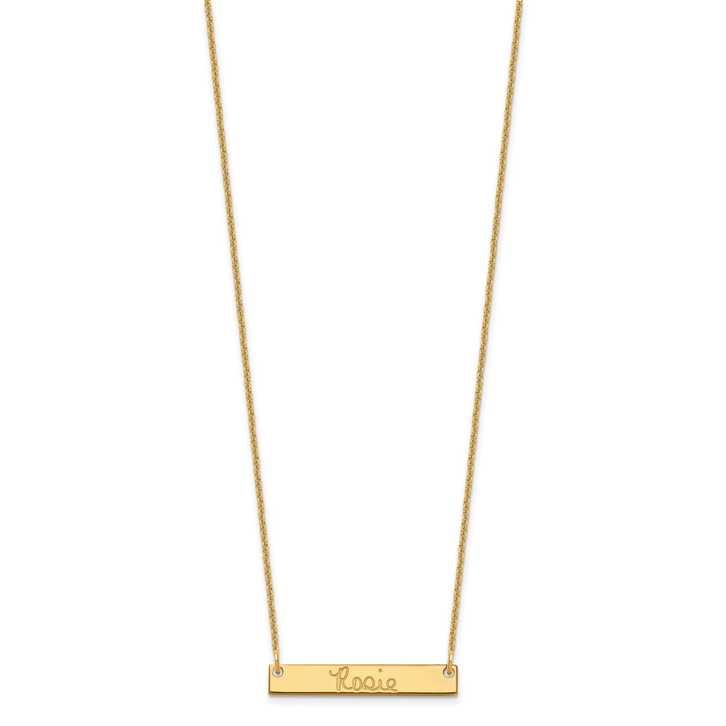 10K Yellow Gold Small Polished Signature Bar Necklace