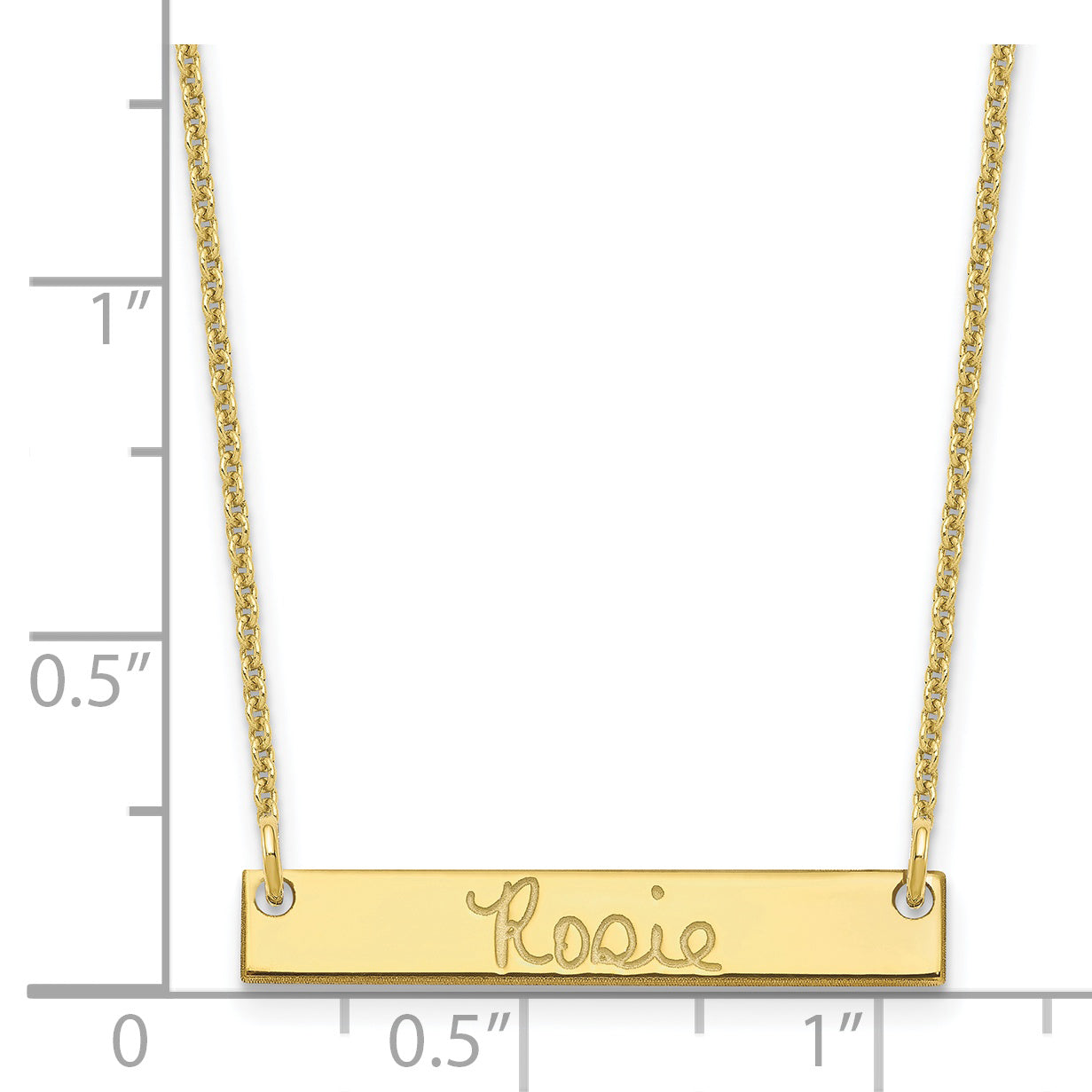 10K Yellow Gold Small Polished Signature Bar Necklace