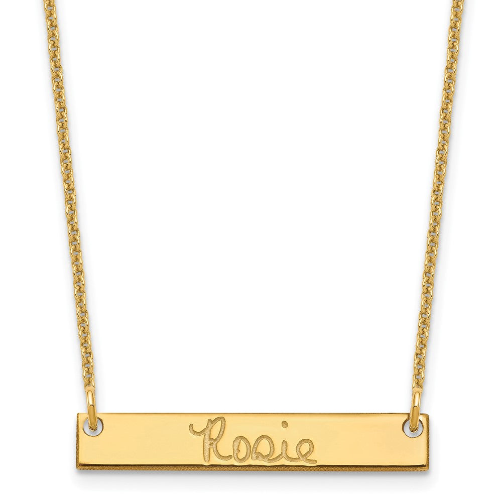 10K Yellow Gold Small Polished Signature Bar Necklace