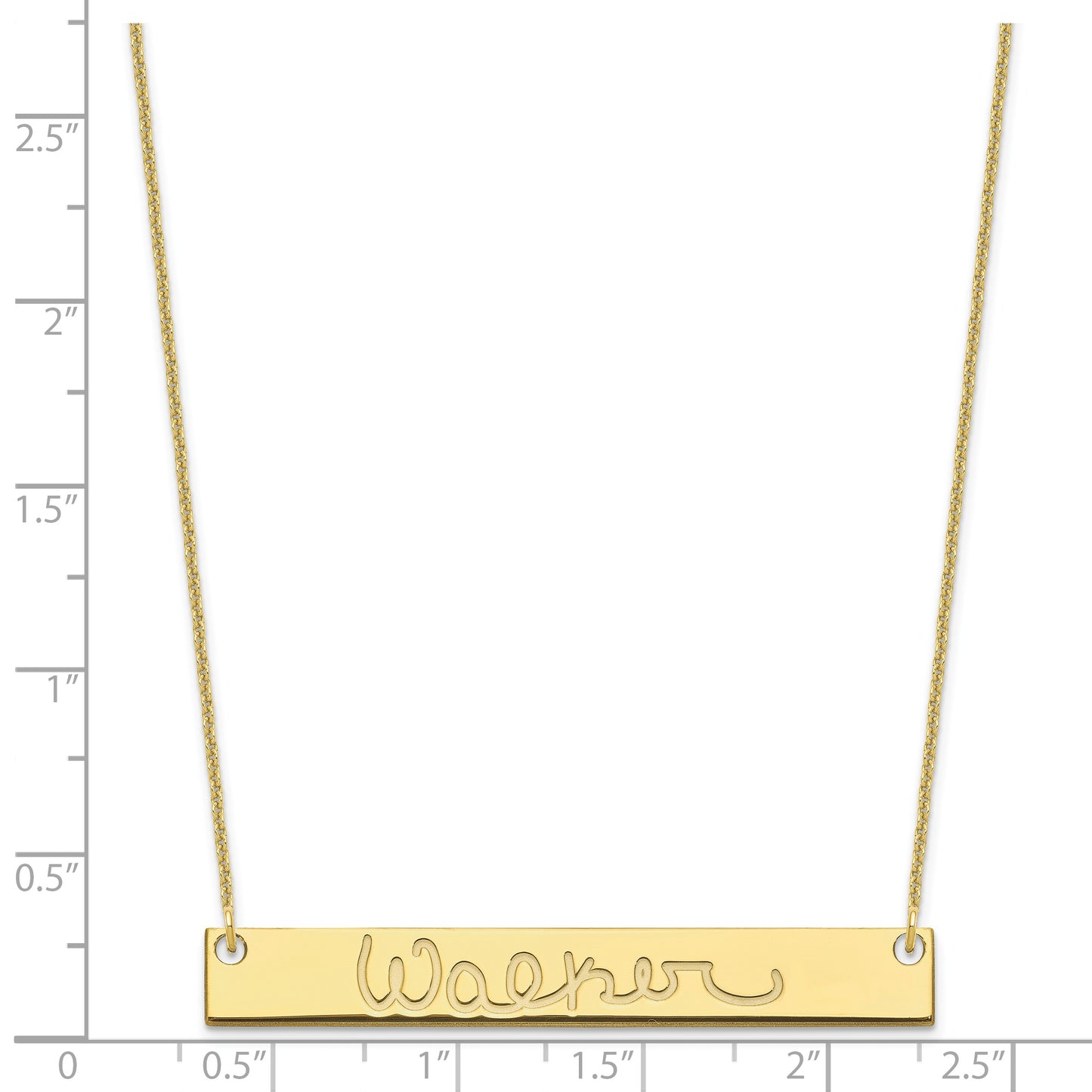 10K Yellow Gold Large Polished Signature Bar Necklace