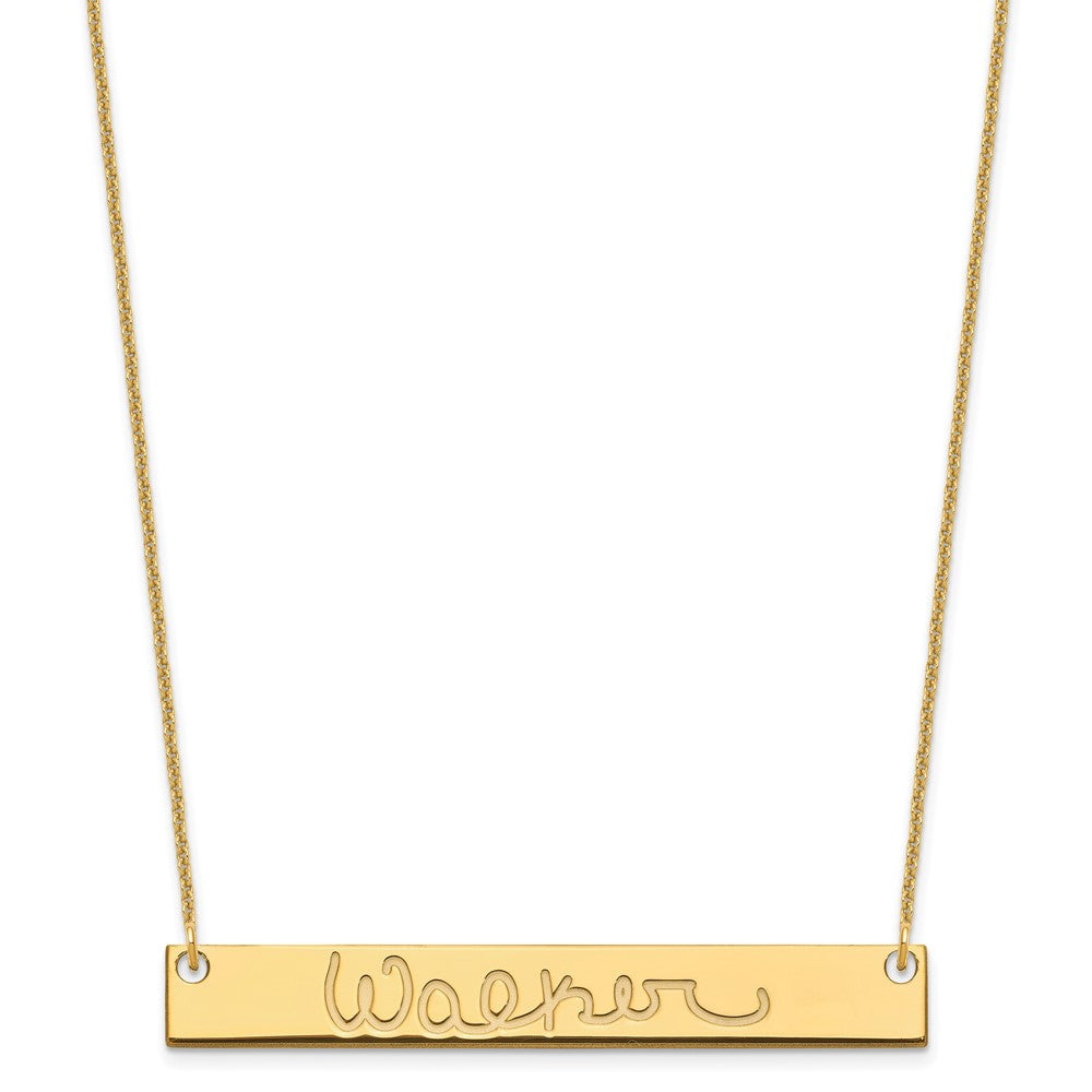 10K Yellow Gold Large Polished Signature Bar Necklace