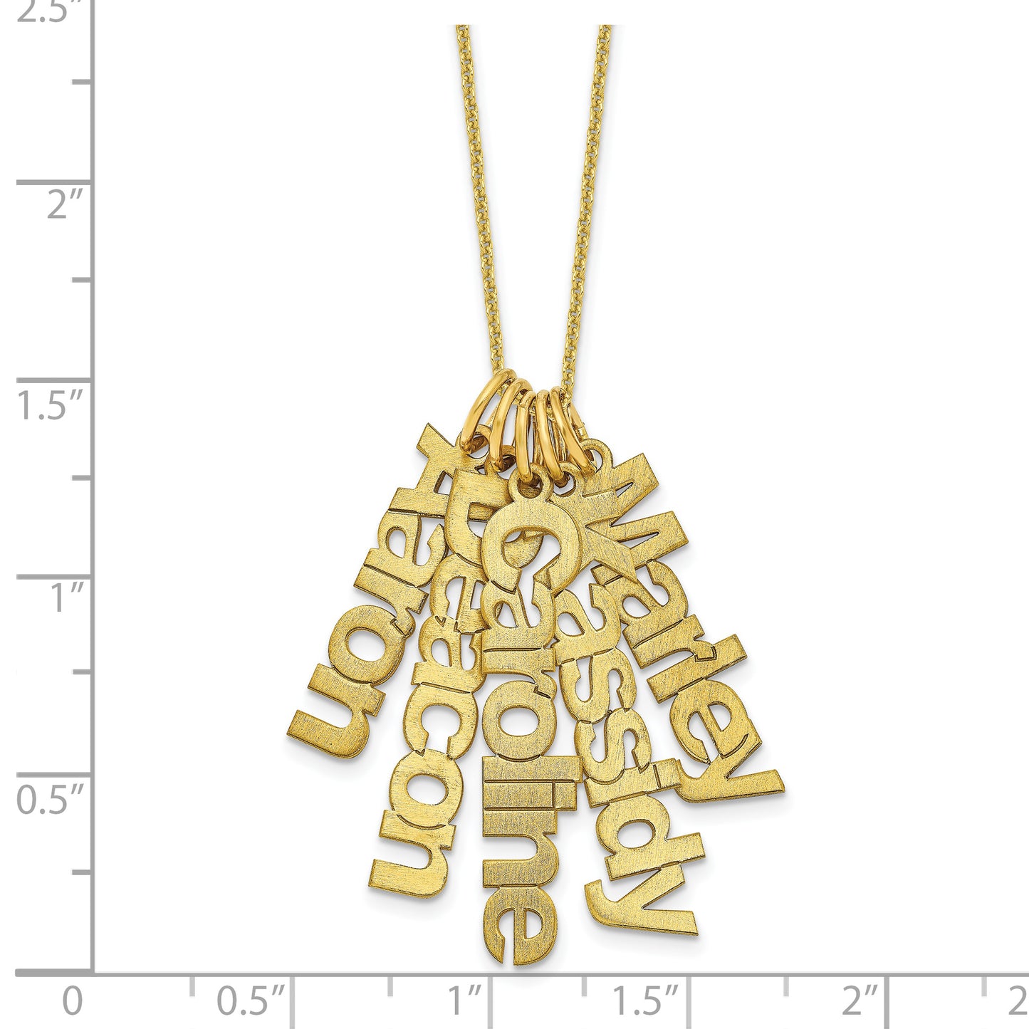 10K Yellow Gold Brushed 5 Name Charm Necklace