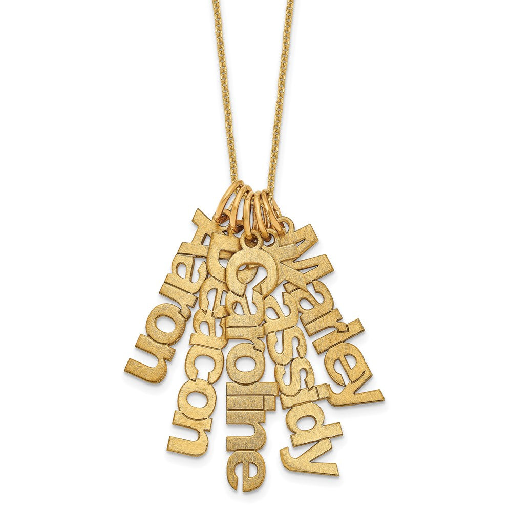 10K Yellow Gold Brushed 5 Name Charm Necklace