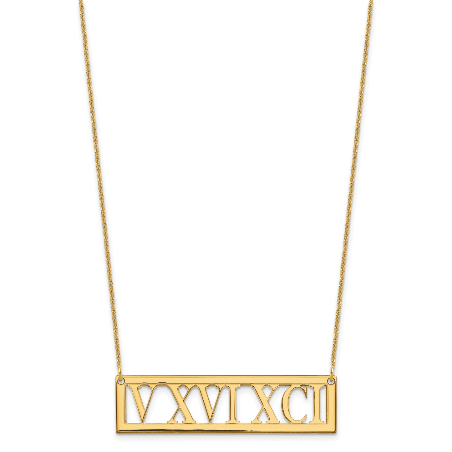 10K Yellow Gold Roman Numeral Bar Necklace