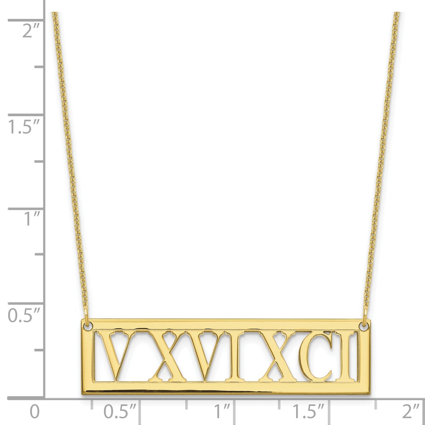 10K Yellow Gold Roman Numeral Bar Necklace