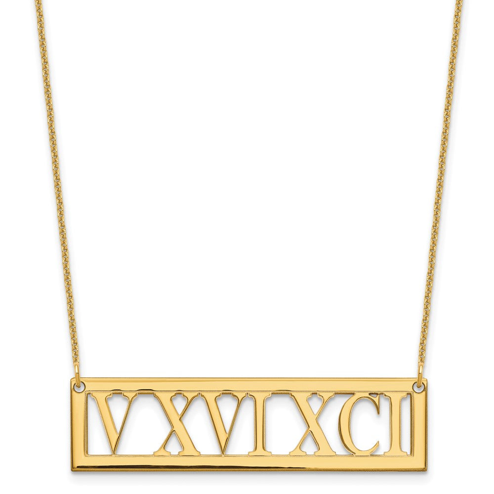 10K Yellow Gold Roman Numeral Bar Necklace