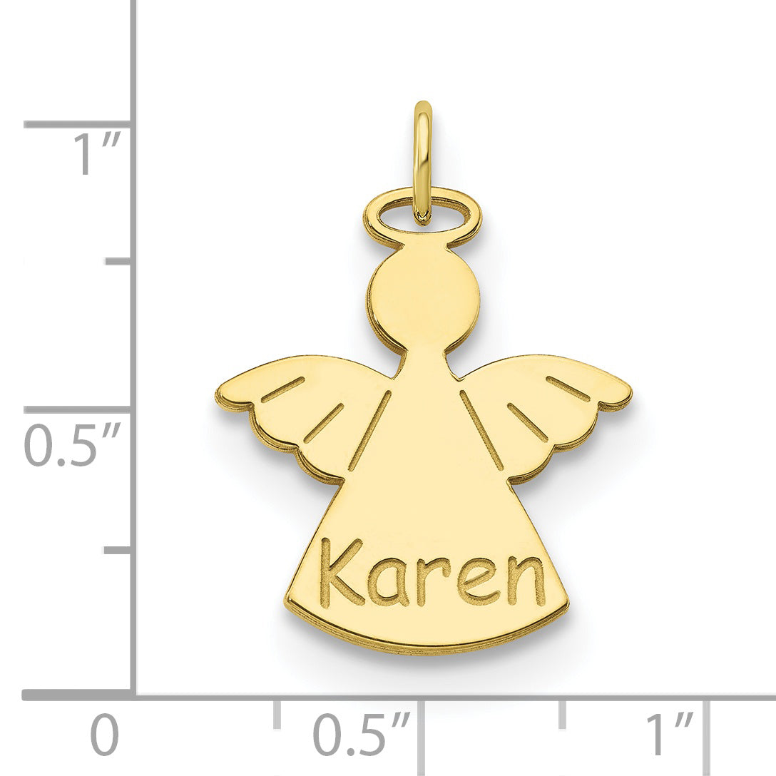 10K Yellow Gold Personalized Angel Charm