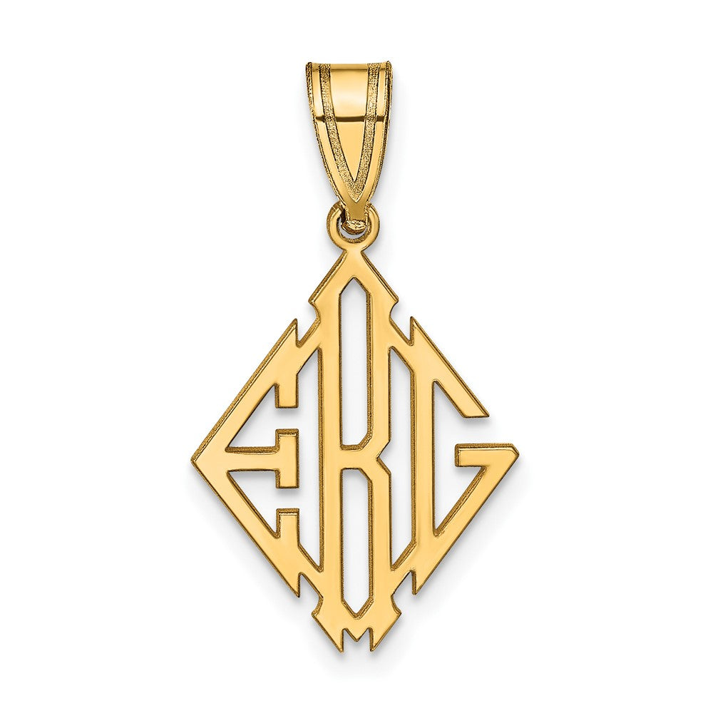 10K Yellow Gold Diamond Shaped Monogram Pendant