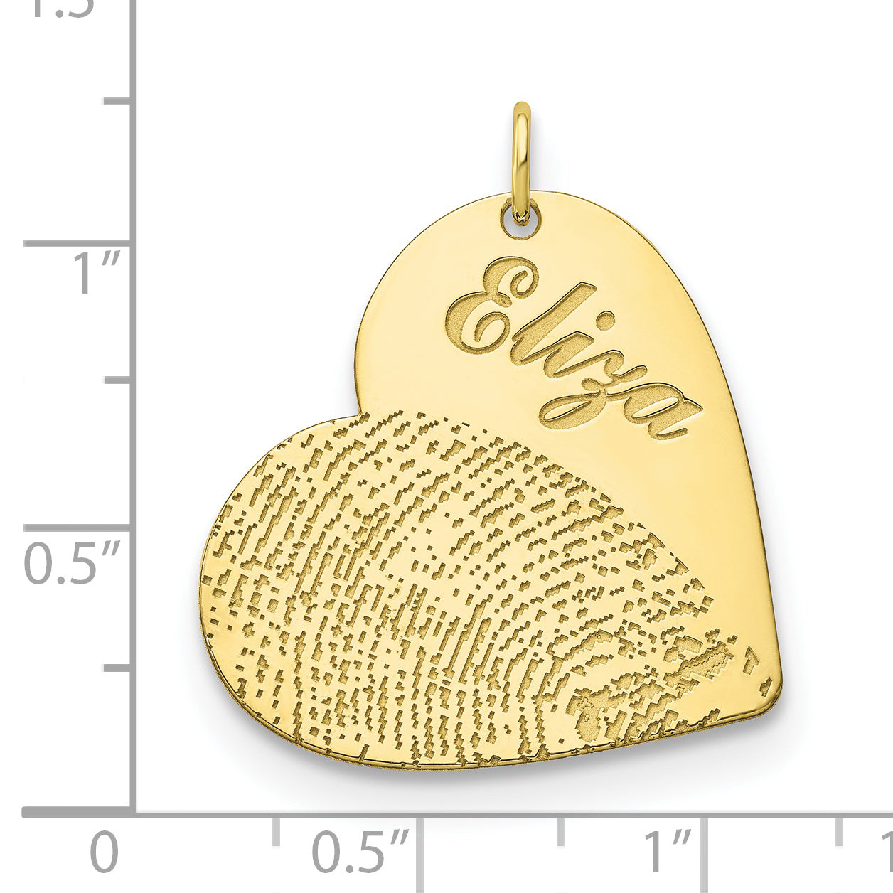 10K Yellow Gold Name and Fingerprint Heart Charm