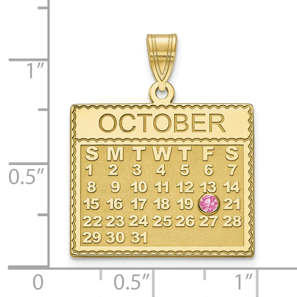 10K Yellow Gold Calendar w/ 14k Bezel Birthstone Pendant