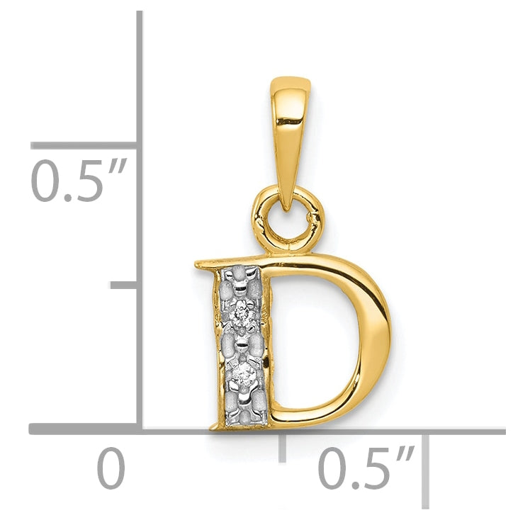 10K Yellow Gold and Rhodium Diamond Initial D Pendant