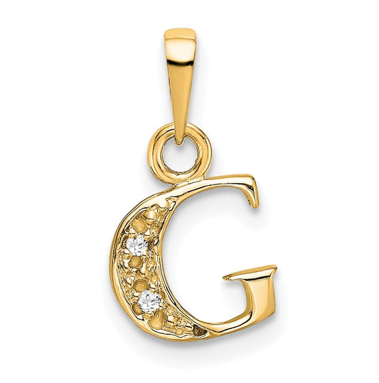 10K Yellow Gold and Rhodium Diamond Initial G Charm