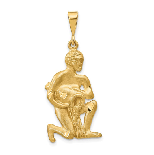 10K Yellow Gold Satin Aquarius Zodiac Charm