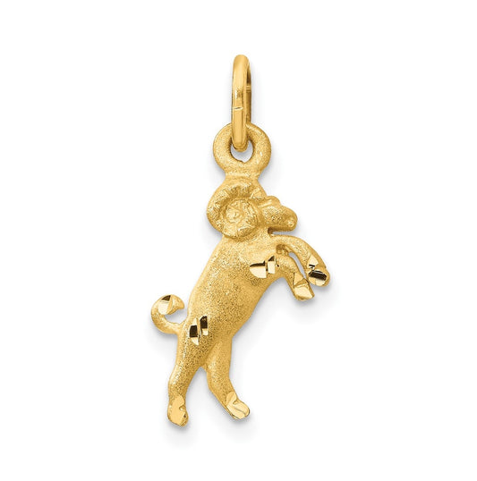 10K Yellow Gold Satin Aries Zodiac Charm