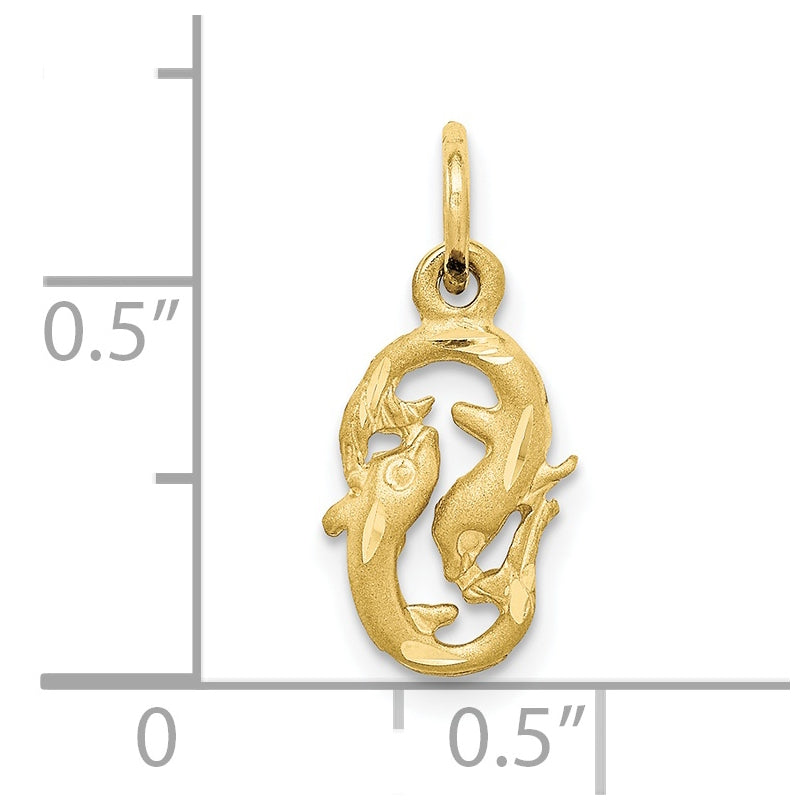 10K Yellow Gold Pisces Zodiac-Charm