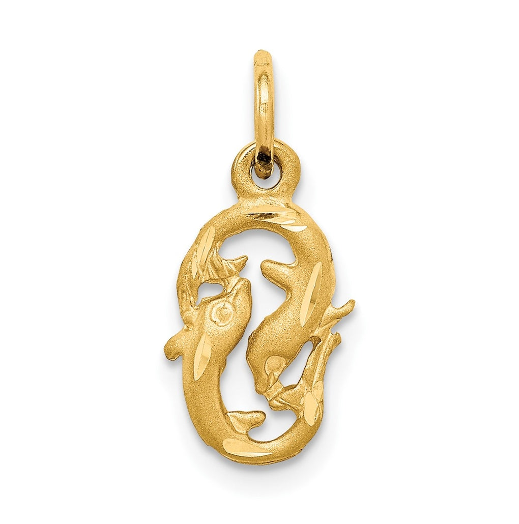 10K Yellow Gold Pisces Zodiac-Charm