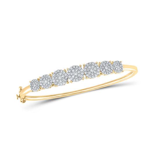 10K Yellow Or White Gold  Womens Round Diamond Bangle Bracelet 1-1/3 Cttw