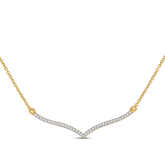 10K Yellow Gold Womens Round Diamond 18-inch Bar Necklace 1/4 Cttw, Length: 17.99 In