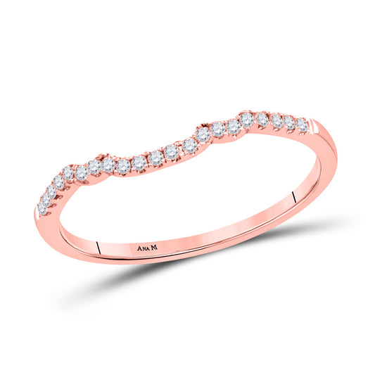 14K Rose Gold Womens Round Diamond Enhancer Wedding Band 1/10 Cttw, Womens Size: 5-10